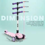Baybee Phantom Baby Kick Scooter for Kids | Foldable 3-Wheel Kids Scooter with 3 Height Adjustable Handle, Music, LED PU Wheels & Brake | Runner Skating Scooter for Boys & Girls 2–10 Years (Pink)