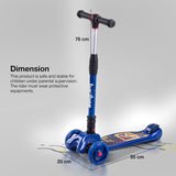 Baybee Flash Kick Scooter for Kids | Foldable 3-Wheel Scooter with 4 Height Adjustable Handlebar, LED PU Wheels & Rear Brake | Skating Scooters Up to 75 Kg Capacity | Blue