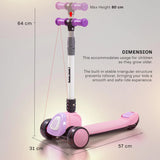 Goodluck Baybee Dusty Kick Scooter for Kids | 3-Wheel Foldable Scooter with LED PU Wheels, Adjustable Handlebar & Music | Outdoor Runner Skate Scooter for Boys & Girls 3–12 Years (Pink)