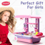 Chanak Beauty Set Suitcase on Wheels | 23-Piece Pretend Play Makeup Kit for Girls | Portable Beauty Trolley Set for Kids 3+ Years | Easy to Clean & Use | BIS Approved