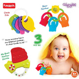 Giggles - Baby's Best Friend, Ideal Gift Pack for Infants, 3 pcs Set, Teethers and Rattles, Multi-Colour Baby Toy Gift Set for New Born, 4 Months and Above - Timbuktoon