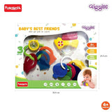 Giggles - Baby's Best Friend, Ideal Gift Pack for Infants, 3 pcs Set, Teethers and Rattles, Multi-Colour Baby Toy Gift Set for New Born, 4 Months and Above - Timbuktoon
