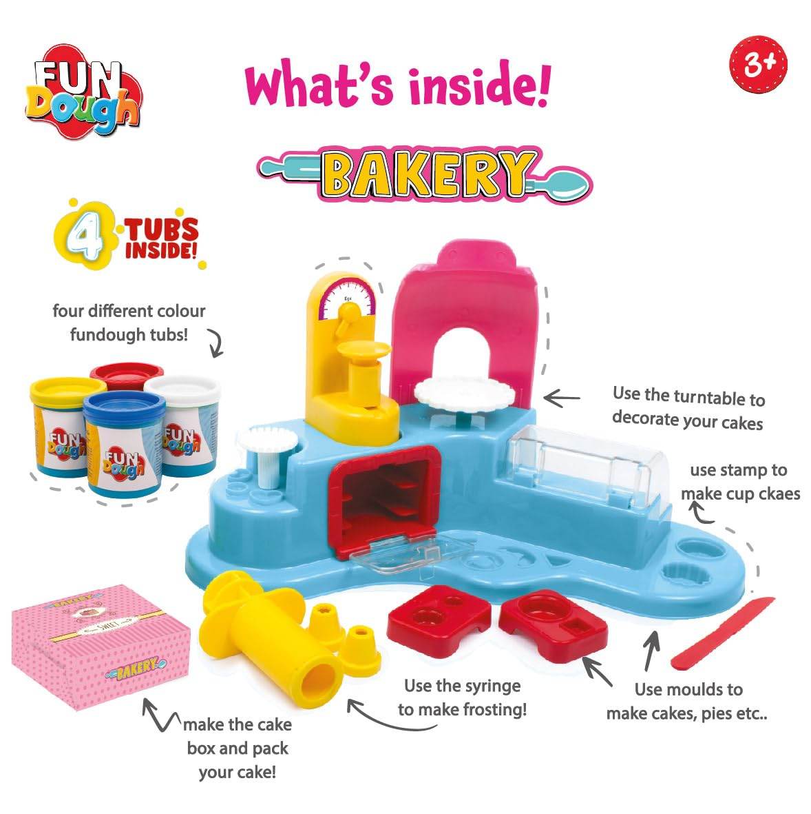 Funskool-Fundough Playset Bakery Set, Whip up your favorite pastries, pies, cookies, cookies and baked goods with Fundough, multicolour, dough, toy, shaping, sculpting, 3 years - Timbuktoon