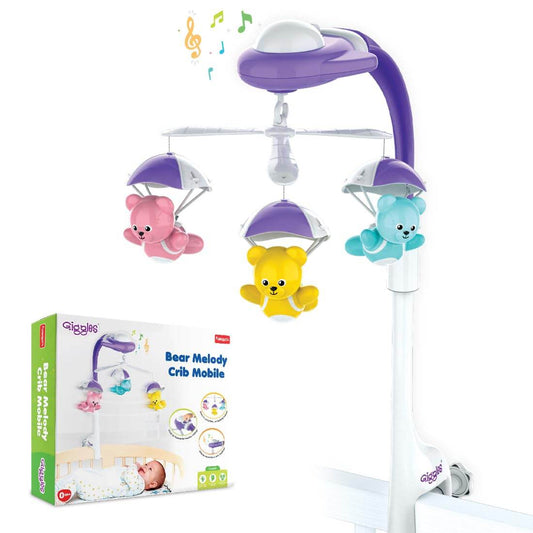 Giggles Funskool Bear Melody Crib Mobile, Soothing Music with Adorable Parachute Bears, Hanging Toy for Newborn Baby, Infants & Toddlers, Gift Set for Babies, Age 0+ Months - Timbuktoon