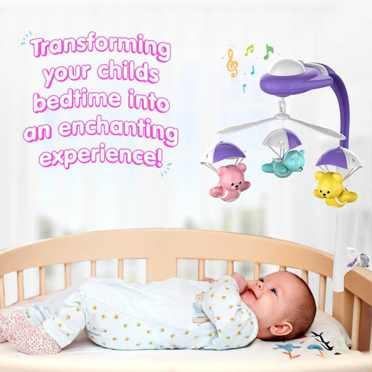 Giggles Funskool Bear Melody Crib Mobile, Soothing Music with Adorable Parachute Bears, Hanging Toy for Newborn Baby, Infants & Toddlers, Gift Set for Babies, Age 0+ Months - Timbuktoon