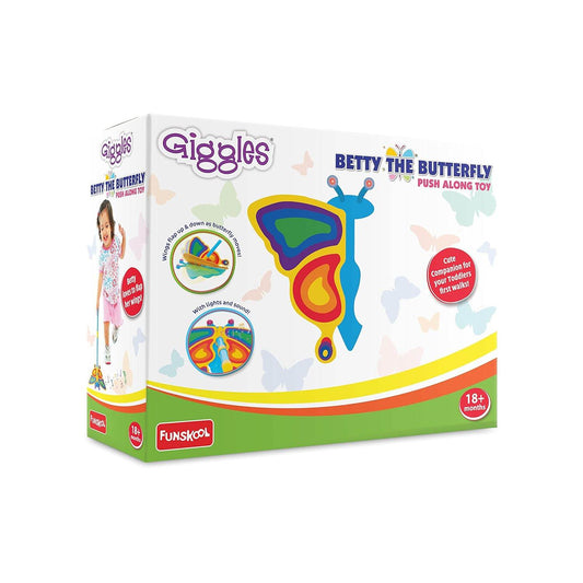Giggles Funskool Betty The Butterfly, Educational Push Along Toys for Kids, Encourages Learning & Development, Fun Activity for Babies, Gift Set for Kid, Age 18+ Months - Timbuktoon