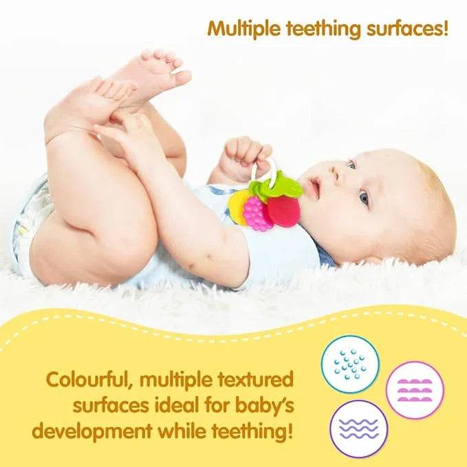 Funskool Giggles, Fruit Teether , Teether for Babies to soothen their gums, Easy to Grasp,hold and chew, 3 months & above, Infant Toys - Timbuktoon