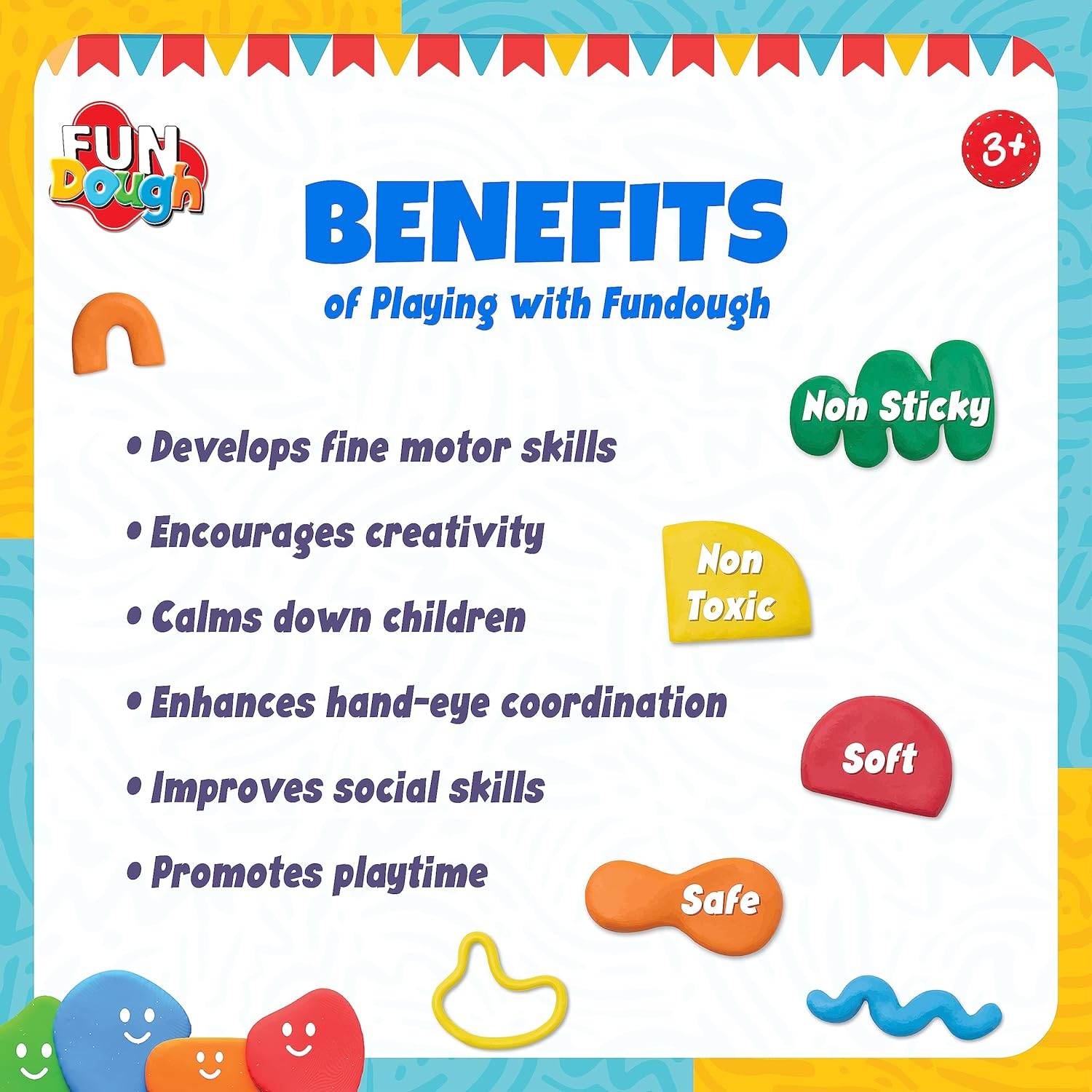 DOUGH Funskool-Fundough Playset Ice Cream Shop, Make ice-Cream with Colourful, molds and extruder, Multicolour, Dough, Toy, Shaping, Sculpting, 3 Years - Timbuktoon