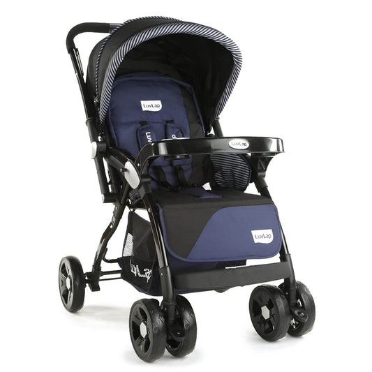 LuvLap Galaxy Infant Stroller – Cushioned Seat, Adjustable Recline & Safety Harness, Easy-Fold Design for 0 to 3 Yrs (Black) - Timbuktoon