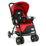LuvLap Galaxy Baby Stroller – Soft Cushioned Seat, Multi-Level Recline, One-Hand Fold, Safety Harness (Red & Black) - Timbuktoon