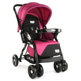 LuvLap Galaxy Infant Stroller – Soft Cushioned Seat, Multi-Level Recline & Secure Harness, Foldable Design for 0 to 3 Yrs (Pink & Black) - Timbuktoon