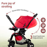 LuvLap Galaxy Baby Stroller – Soft Cushioned Seat, Multi-Level Recline, One-Hand Fold, Safety Harness (Red & Black) - Timbuktoon