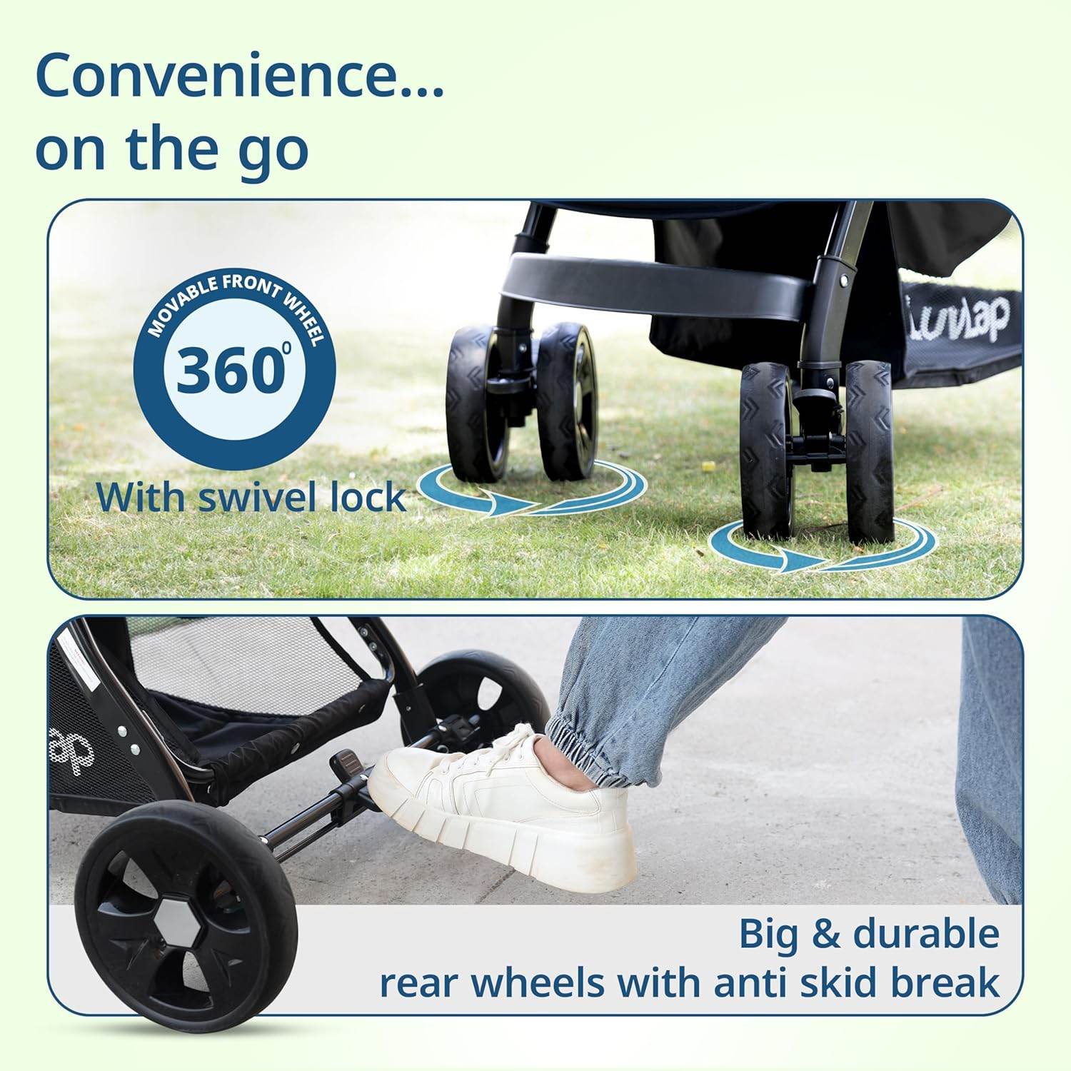 LuvLap Galaxy Infant Stroller – Cushioned Seat, Adjustable Recline & Safety Harness, Easy-Fold Design for 0 to 3 Yrs (Black) - Timbuktoon