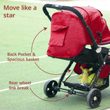 LuvLap Galaxy Baby Stroller – Soft Cushioned Seat, Multi-Level Recline, One-Hand Fold, Safety Harness (Red & Black) - Timbuktoon