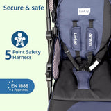 LuvLap Galaxy Infant Stroller – Cushioned Seat, Adjustable Recline & Safety Harness, Easy-Fold Design for 0 to 3 Yrs (Black) - Timbuktoon