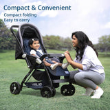 LuvLap Galaxy Infant Stroller – Cushioned Seat, Adjustable Recline & Safety Harness, Easy-Fold Design for 0 to 3 Yrs (Black) - Timbuktoon