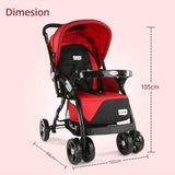 LuvLap Galaxy Baby Stroller – Soft Cushioned Seat, Multi-Level Recline, One-Hand Fold, Safety Harness (Red & Black) - Timbuktoon