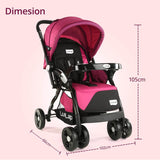 LuvLap Galaxy Infant Stroller – Soft Cushioned Seat, Multi-Level Recline & Secure Harness, Foldable Design for 0 to 3 Yrs (Pink & Black) - Timbuktoon