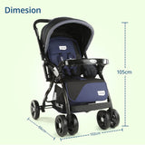 LuvLap Galaxy Infant Stroller – Cushioned Seat, Adjustable Recline & Safety Harness, Easy-Fold Design for 0 to 3 Yrs (Black) - Timbuktoon