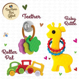 Giggles - Gift Set Mini, Multicolour Baby Toy Gift Set for New Born, Rattle,Teether,Vehicle, 6 Months & Above, Infant Toys - Timbuktoon