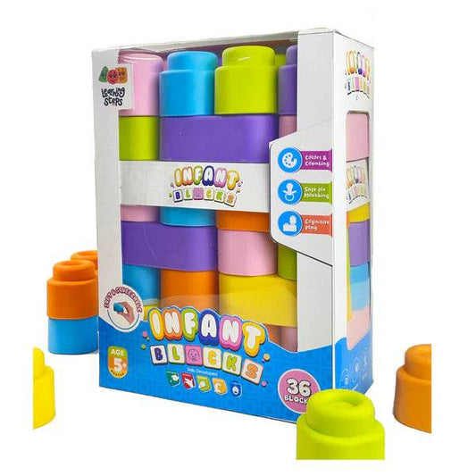 Zephyr Learning Steps - Infant Blocks-4, Montessori Toys for Babies, Early Development, Soft Building Blocks, Block Sets, Colors and Counting, Premium Blocks, Stack Toy, Toddler Block Toys, 36 Pieces - Timbuktoon