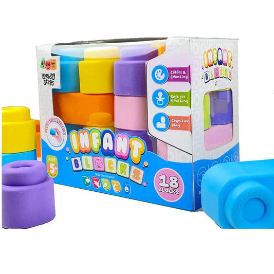Zephyr Learning Steps - Infant Blocks-2, Montessori Toys for Babies, Early Development, Soft Building Blocks, Block Sets, Colors and Counting, Premium Blocks, Stack Toy, Toddler Block Toys, 18 Pieces - Timbuktoon