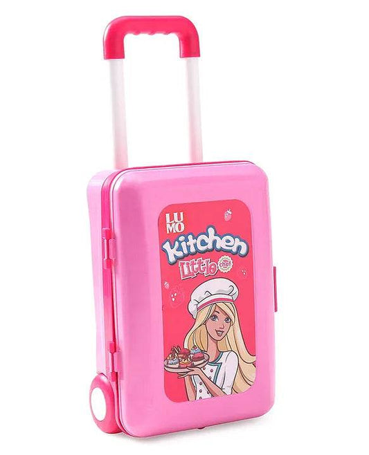 2-in-1 Kitchen Playset with Trolley – Pretend Cooking Kit for Kids Portable Luggage-Style Kitchen Toy with Lights, Sounds & Accessories (Multicolor) - Timbuktoon