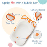 Bubble Baby Bathtub (White & Orange) & Anti Slip Baby Plastic Bath Chair (Yellow) - Timbuktoon