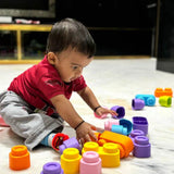Zephyr Learning Steps - Infant Blocks-2, Montessori Toys for Babies, Early Development, Soft Building Blocks, Block Sets, Colors and Counting, Premium Blocks, Stack Toy, Toddler Block Toys, 18 Pieces - Timbuktoon