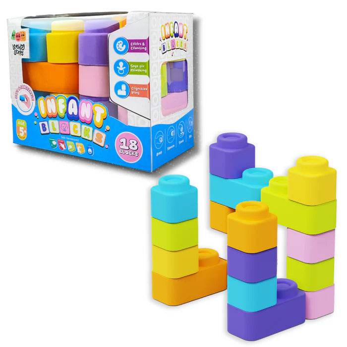Zephyr Learning Steps - Infant Blocks-2, Montessori Toys for Babies, Early Development, Soft Building Blocks, Block Sets, Colors and Counting, Premium Blocks, Stack Toy, Toddler Block Toys, 18 Pieces - Timbuktoon