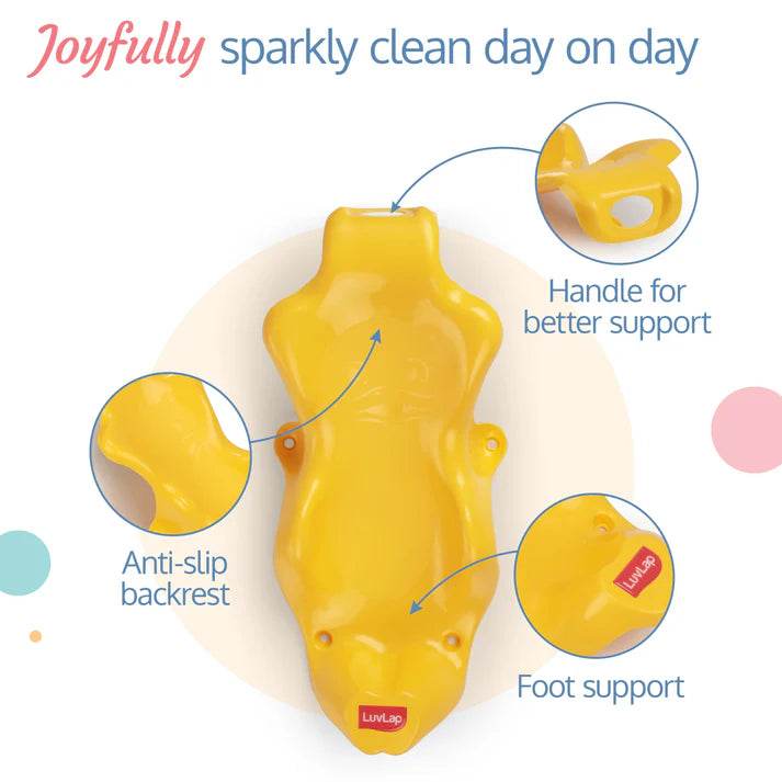Bubble Baby Bathtub (White & Orange) & Anti Slip Baby Plastic Bath Chair (Yellow) - Timbuktoon