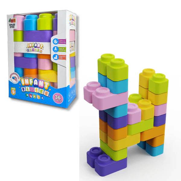 Zephyr Learning Steps - Infant Blocks-4, Montessori Toys for Babies, Early Development, Soft Building Blocks, Block Sets, Colors and Counting, Premium Blocks, Stack Toy, Toddler Block Toys, 36 Pieces - Timbuktoon