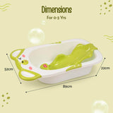 LuvLap Bubble Baby Bathtub (White & Green) & Anti Slip Baby Plastic Bath Chair (Green), Bathtub with Drain Plug, Baby Bath Seat/Sling with Non Slip Suction Base, Baby Bathing Essential - Timbuktoon