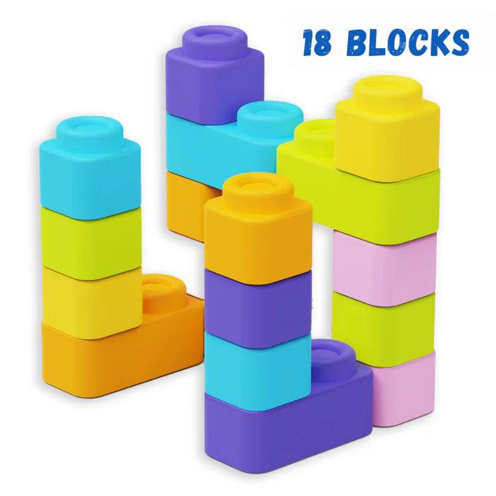 Zephyr Learning Steps - Infant Blocks-2, Montessori Toys for Babies, Early Development, Soft Building Blocks, Block Sets, Colors and Counting, Premium Blocks, Stack Toy, Toddler Block Toys, 18 Pieces - Timbuktoon