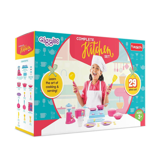 Giggles Funskool Complete Kithcen Playset, Realistic Pretend Cooking Toy for Kids, Encourages Learning & Development, Fun Activity for Babies, Gift Set for Girls, Age 3+ Years - Timbuktoon