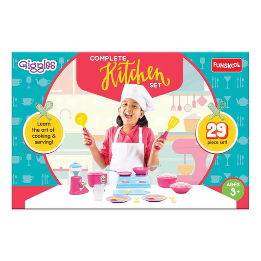 Giggles Funskool Complete Kithcen Playset, Realistic Pretend Cooking Toy for Kids, Encourages Learning & Development, Fun Activity for Babies, Gift Set for Girls, Age 3+ Years - Timbuktoon