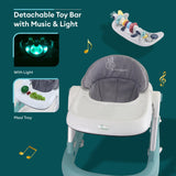 R for Rabbit Little Feet Baby Walker for Kids 9–18 Months | 2-in-1 Activity Walker with Detachable Toy Bar, Adjustable Height & Foldable Design(Green)