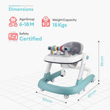 R for Rabbit Little Feet Baby Walker for Kids 9–18 Months | 2-in-1 Activity Walker with Detachable Toy Bar, Adjustable Height & Foldable Design(Green)