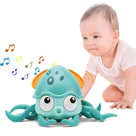 Musical Crawling Octopus Toy for Babies | Interactive Dancing, Wiggling & Sensory Movement Toy | Auto Obstacle Avoidance | Engaging Tummy Time Companion - Timbuktoon
