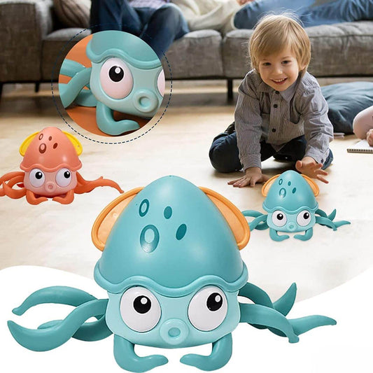 Musical Crawling Octopus Toy for Babies | Interactive Dancing, Wiggling & Sensory Movement Toy | Auto Obstacle Avoidance | Engaging Tummy Time Companion - Timbuktoon