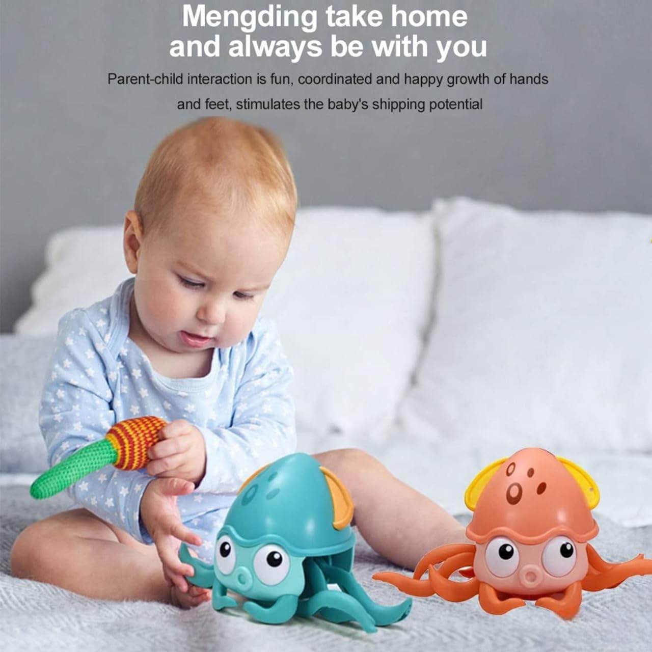 Musical Crawling Octopus Toy for Babies | Interactive Dancing, Wiggling & Sensory Movement Toy | Auto Obstacle Avoidance | Engaging Tummy Time Companion - Timbuktoon