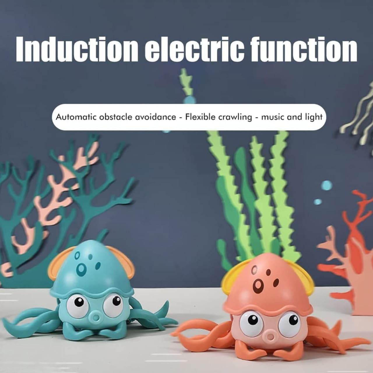Musical Crawling Octopus Toy for Babies | Interactive Dancing, Wiggling & Sensory Movement Toy | Auto Obstacle Avoidance | Engaging Tummy Time Companion - Timbuktoon