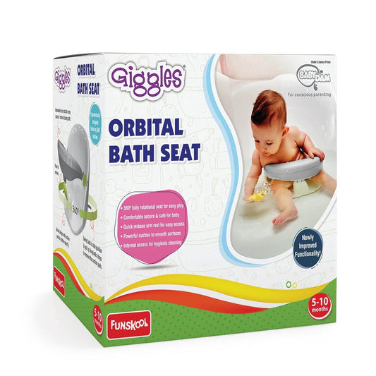 Giggles Funskool Orbital Bath Seat for Newborn Babies, Infants & Toddlers, with Pop-Up Waterproof Suction Pads, 360 Degree Rotation, Water Play Activity Toy, Gift Set for Kids, Age 5+ Months - Timbuktoon