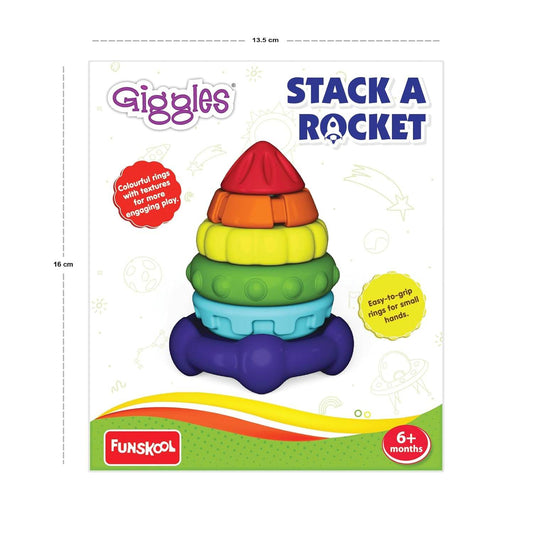Giggles Funskool Stack A Rocket, Nesting & Stackable Textured Toy for Kids, Encourages Learning & Development, Fun Activity for Babies, Gift Set for Kid, Age 6+ Months - Timbuktoon