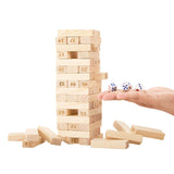 Simmar Wooden Stacking Tower Game – 54 Premium Hardwood Blocks & 4 Dice | Fun Party & Family Game for 6+ Years - Timbuktoon