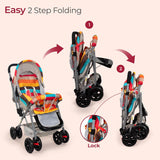 LuvLap Sunshine Stroller for Infants & Toddlers – Multi-Position Backrest, 360° Front Wheels, Safety Harness & Storage Basket (Stripes) - Timbuktoon