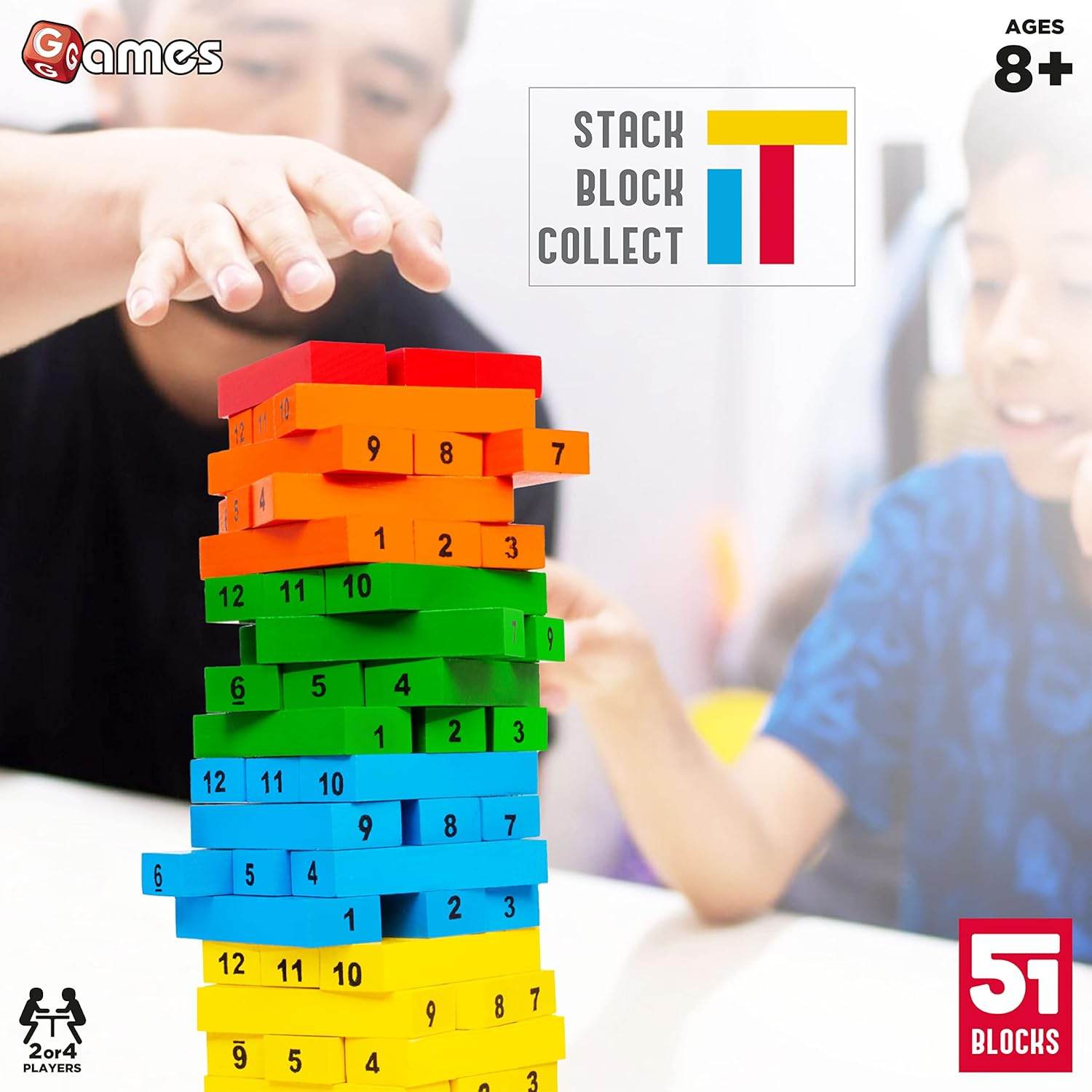 Funskool Adult Games,Tateru, Hardwood Blocks, Stacking Tower, Strategy Game, Stack Block Collect for 2 Or 4 Players,Ages 8 and Above, - Timbuktoon