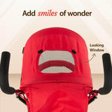 LuvLap Tutti Fruti Stroller for 6–36 Months – Foldable, Portable Pram with 5-Point Strap, Reclining Seat & Sunshade (Red) - Timbuktoon