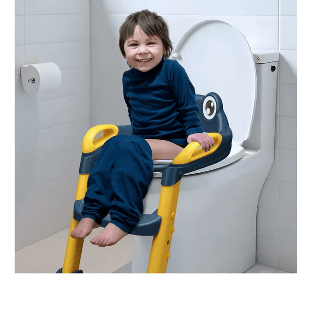 Luv Lap LuvLap Trainer Potty Seat with Ladder, Fits Standard Toilets, Potty Training for Boys & Girls 1+ Years, Safe & Easy Use, Yellow & Blue - Timbuktoon
