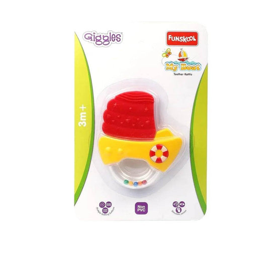 Giggles - My Boat Teether Rattle, Teether for Babies to soothen Their Gums, Easy to Grasp and chew with Rattle Sounds, 3 Months & Above, Infant Toys - Timbuktoon